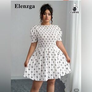Plus Bow Decor Mini Dress